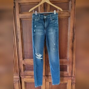 Joe's Jeans 28" High Rise Skinny Ankle Ripped Knee Distressed Med Blue Size W27